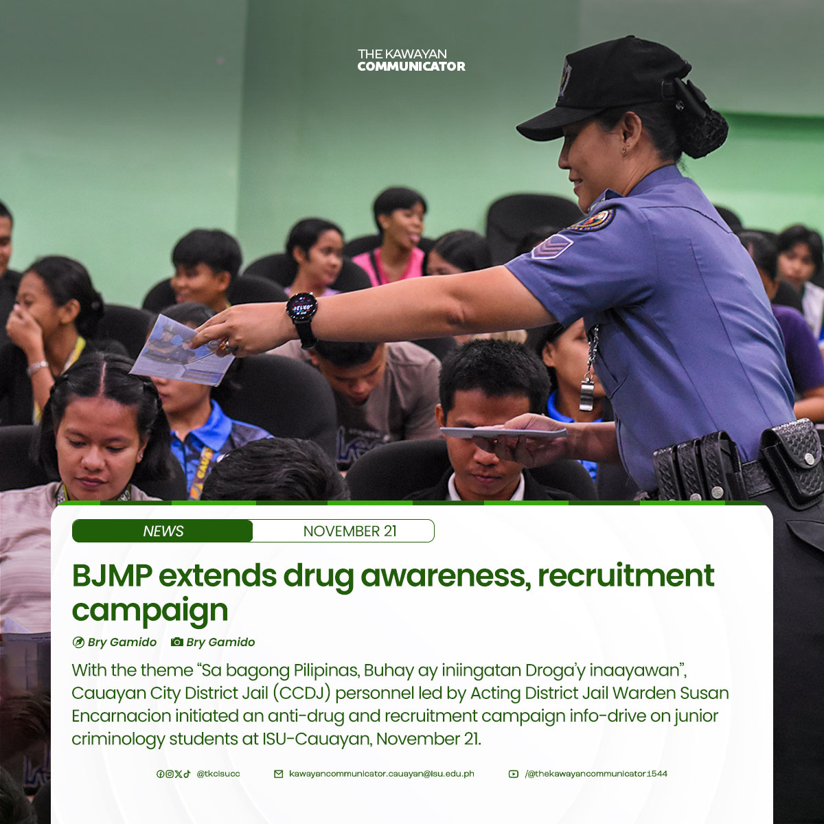 𝐍𝐄𝐖𝐒 | 𝐁𝐉𝐌𝐏 𝐞𝐱𝐭𝐞𝐧𝐝𝐬 𝐝𝐫𝐮𝐠 𝐚𝐰𝐚𝐫𝐞𝐧𝐞𝐬𝐬, 𝐫𝐞𝐜𝐫𝐮𝐢𝐭𝐦𝐞𝐧𝐭 𝐜𝐚𝐦𝐩𝐚𝐢𝐠𝐧 by Bry Gamido